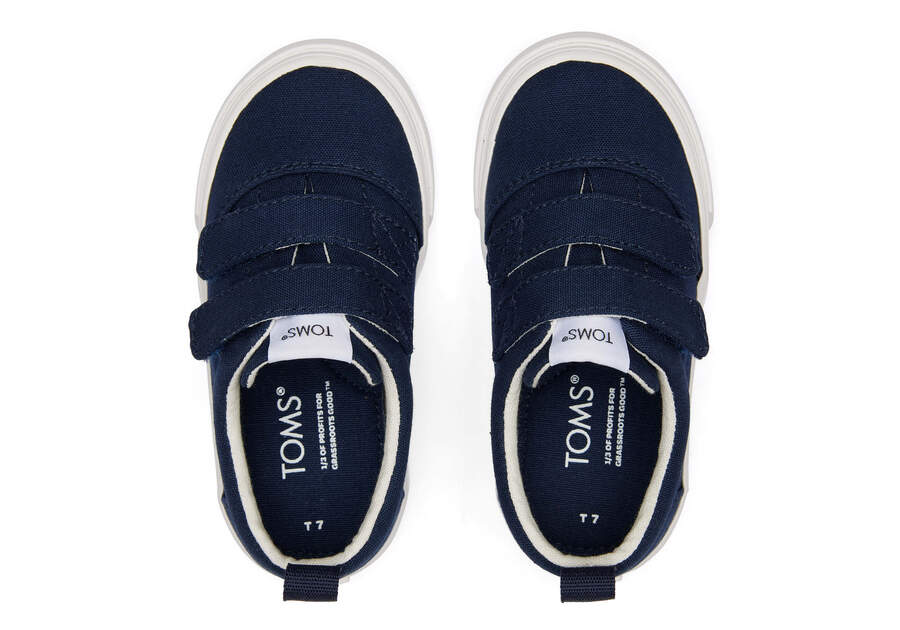 Toms Tiny Fenix Double Pántos Vászon Gyerek Tornacipő Sötétkék Magyarország | HU423-134