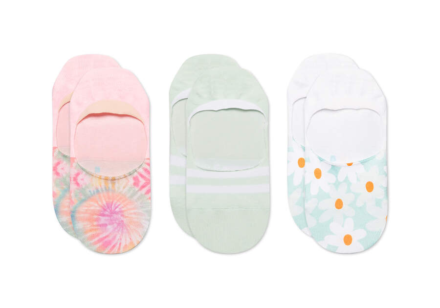 Toms Ultimate No Show Socks Daisy Tie Dye 3 Pack Női Zokni Színes Magyarország | HU660-158