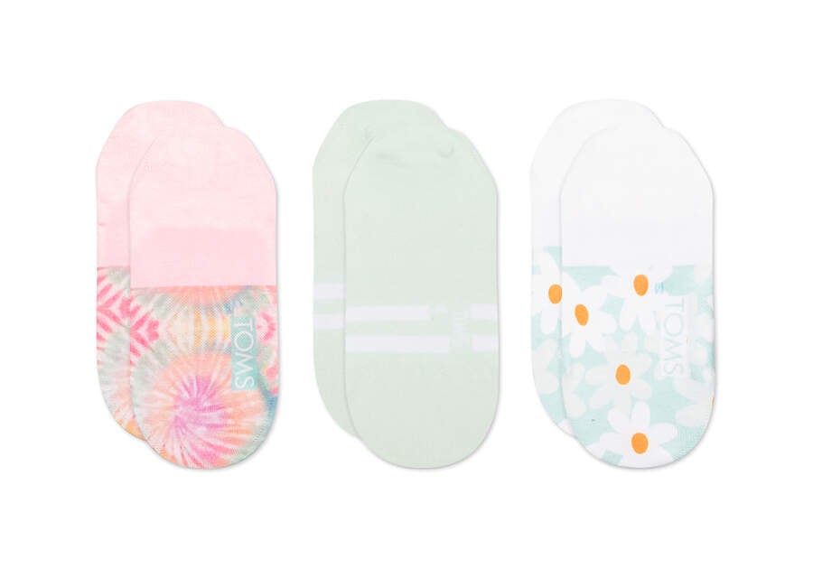 Toms Ultimate No Show Socks Daisy Tie Dye 3 Pack Női Zokni Színes Magyarország | HU660-158