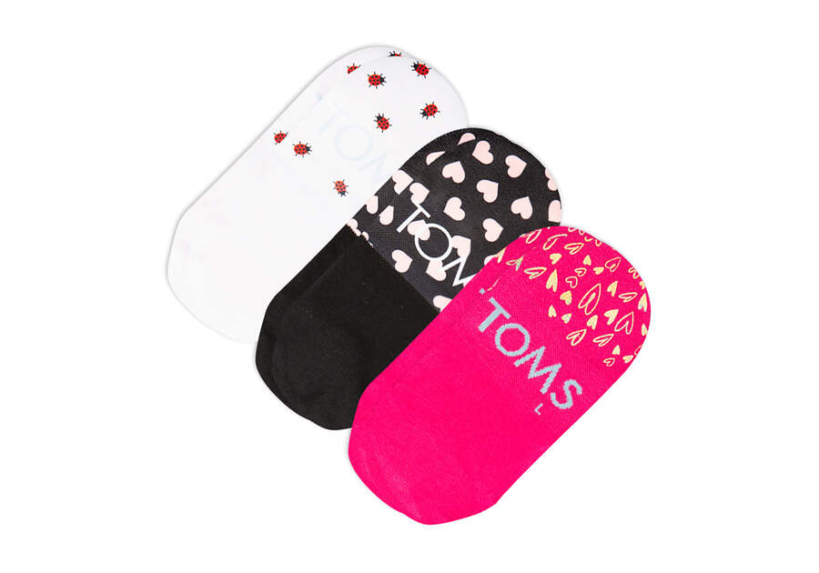 Toms Ultimate No Show Socks Valentines 3 Pack Női Zokni Rózsaszín Színes Magyarország | HU140-284