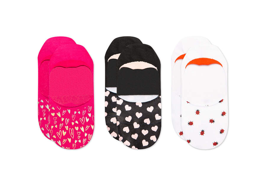 Toms Ultimate No Show Socks Valentines 3 Pack Női Zokni Rózsaszín Színes Magyarország | HU140-284