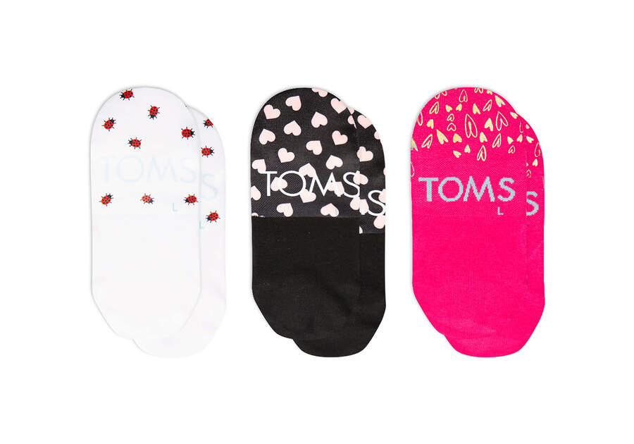 Toms Ultimate No Show Socks Valentines 3 Pack Női Zokni Rózsaszín Színes Magyarország | HU140-284