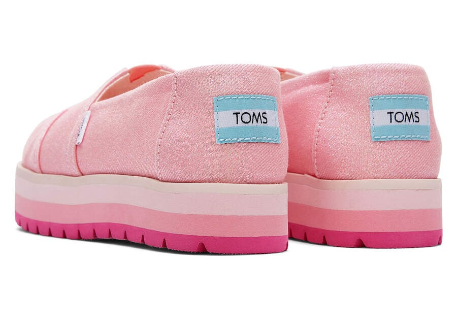 Toms Youth Alp Platform Twill Glimmer Gyerek Alpargatas Rózsaszín Magyarország | HU120-817