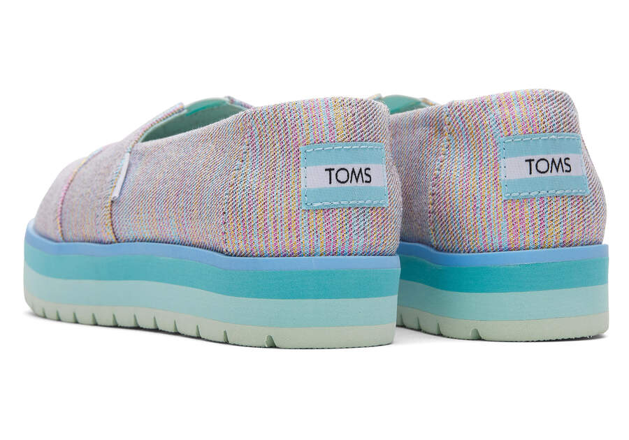 Toms Youth Alp Platform Twill Glimmer Gyerek Alpargatas Kék Színes Magyarország | HU817-992