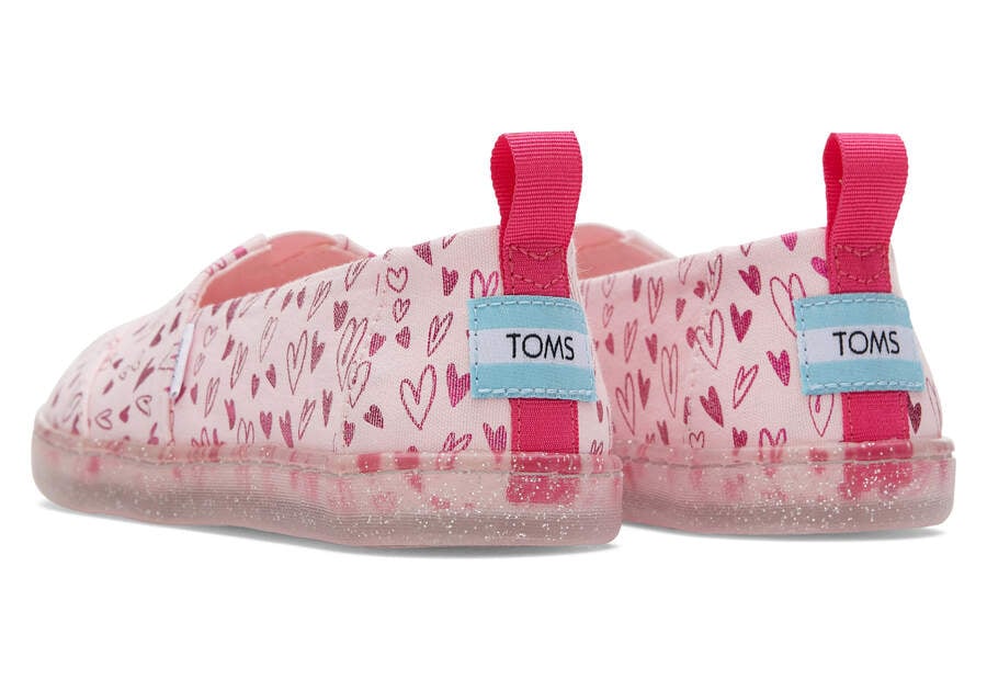 Toms Youth Alpargata Foil Hearts Print Gyerek Alpargatas Rózsaszín Magyarország | HU642-932