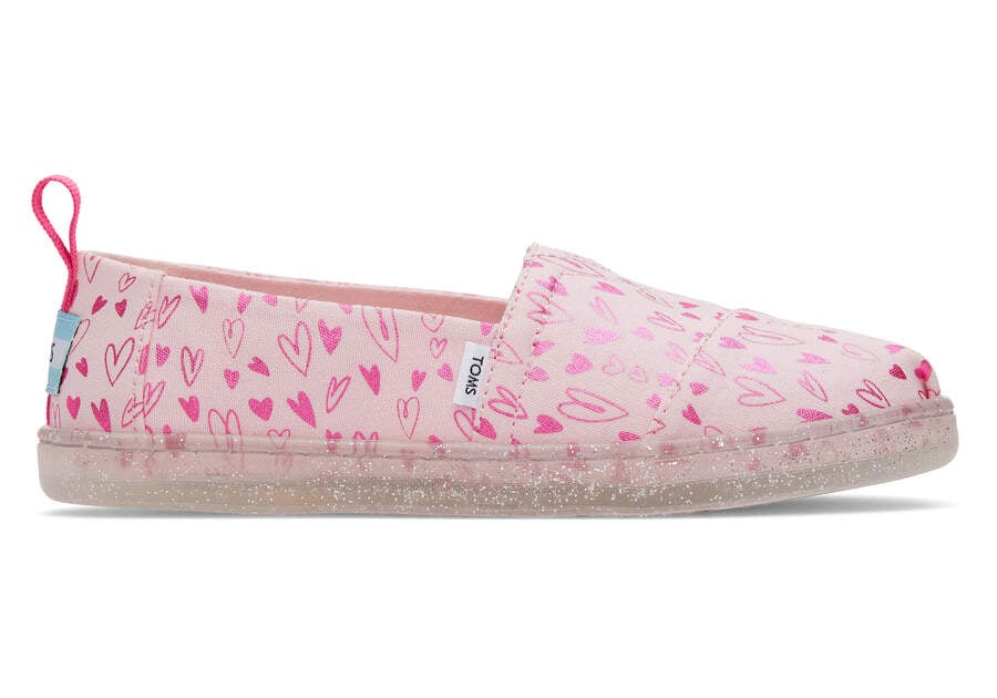 Toms Youth Alpargata Foil Hearts Print Gyerek Alpargatas Rózsaszín Magyarország | HU642-932