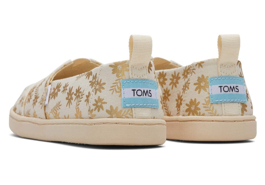 Toms Youth Alpargata Gold Foil Floral Blooms Gyerek Alpargatas Bézs Arany Magyarország | HU012-153