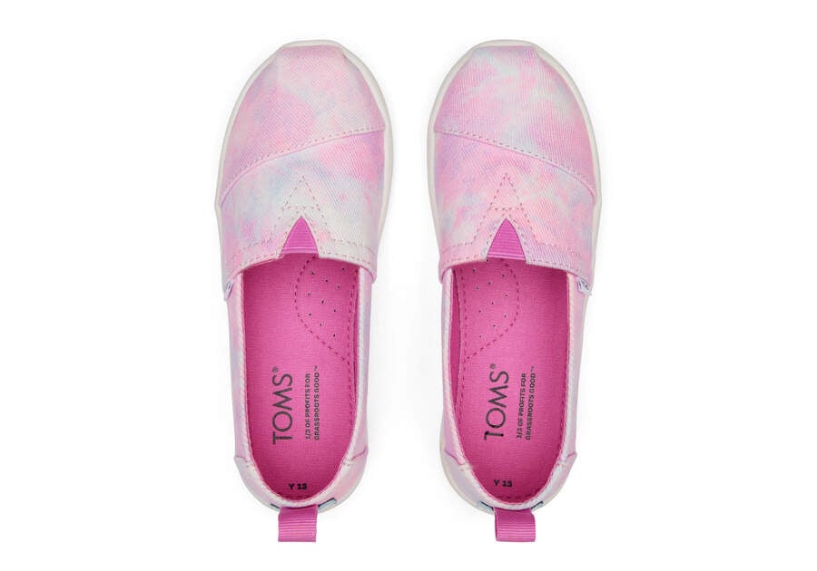 Toms Youth Alpargata Multi Tie Dye Twill Gyerek Alpargatas Rózsaszín Színes Magyarország | HU187-342