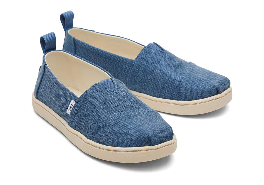 Toms Youth Alpargata Refibra Tencel Textured Woven Gyerek Alpargatas Kék Magyarország | HU524-359