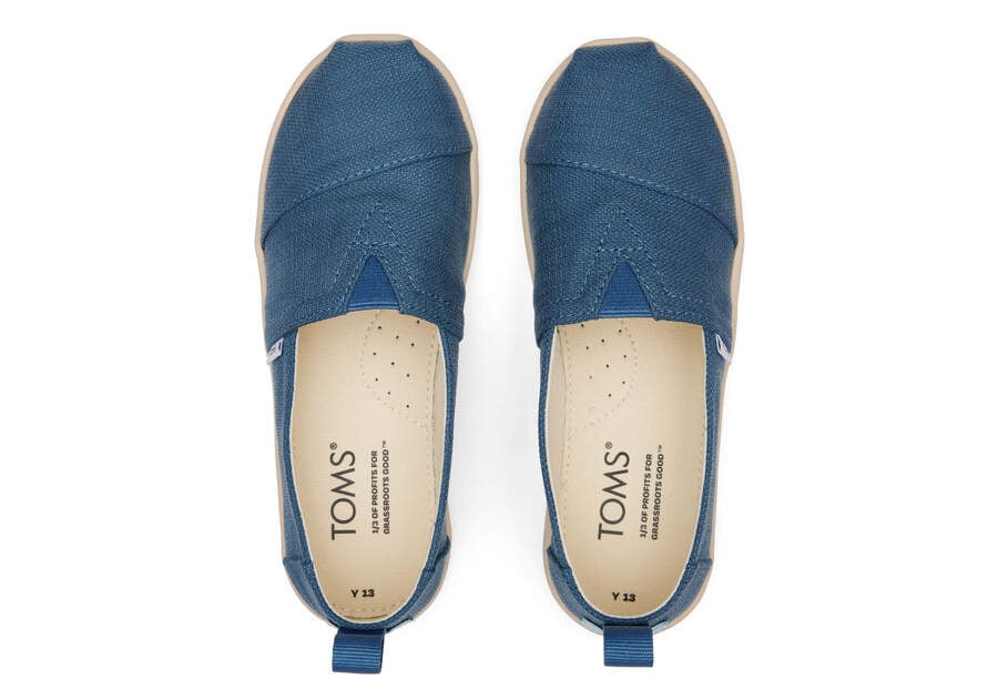 Toms Youth Alpargata Refibra Tencel Textured Woven Gyerek Alpargatas Kék Magyarország | HU524-359