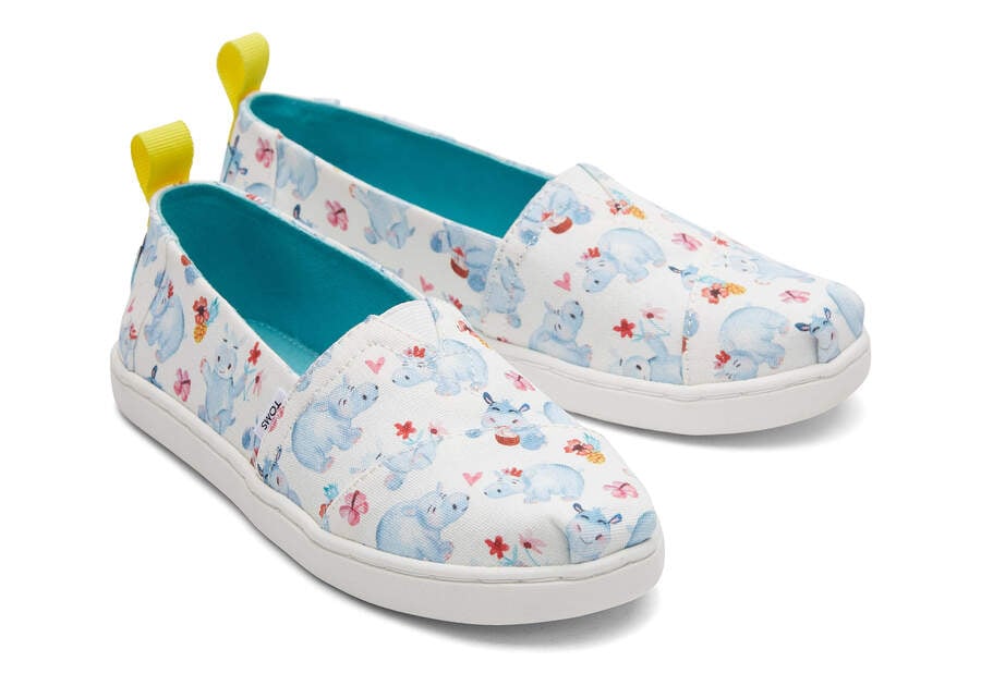 Toms Youth Alpargata Summer Hippos Gyerek Alpargatas Fehér Magyarország | HU771-607