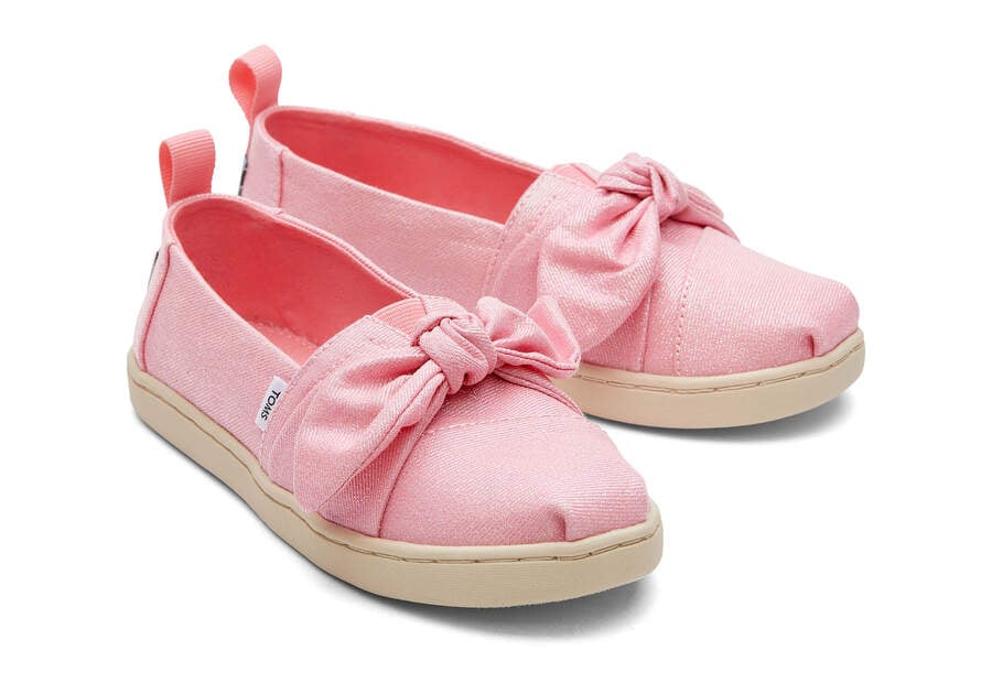 Toms Youth Alpargata Twill Glimmer Bow Gyerek Alpargatas Rózsaszín Magyarország | HU387-109