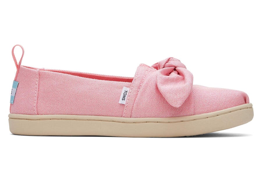 Toms Youth Alpargata Twill Glimmer Bow Gyerek Alpargatas Rózsaszín Magyarország | HU387-109