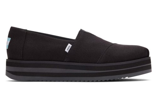 Toms Alpargata Midform Espadrille Női Platform Cipő Fekete Magyarország | HU202-742