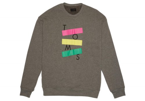 Toms Stacked Logo Crew Fleece Férfi Polár Sötétszürke Magyarország | HU687-356