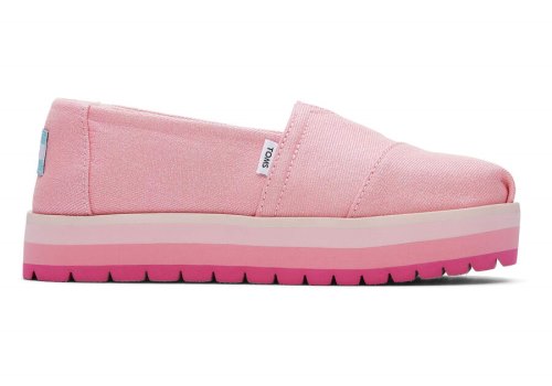 Toms Youth Alp Platform Twill Glimmer Gyerek Alpargatas Rózsaszín Magyarország | HU120-817